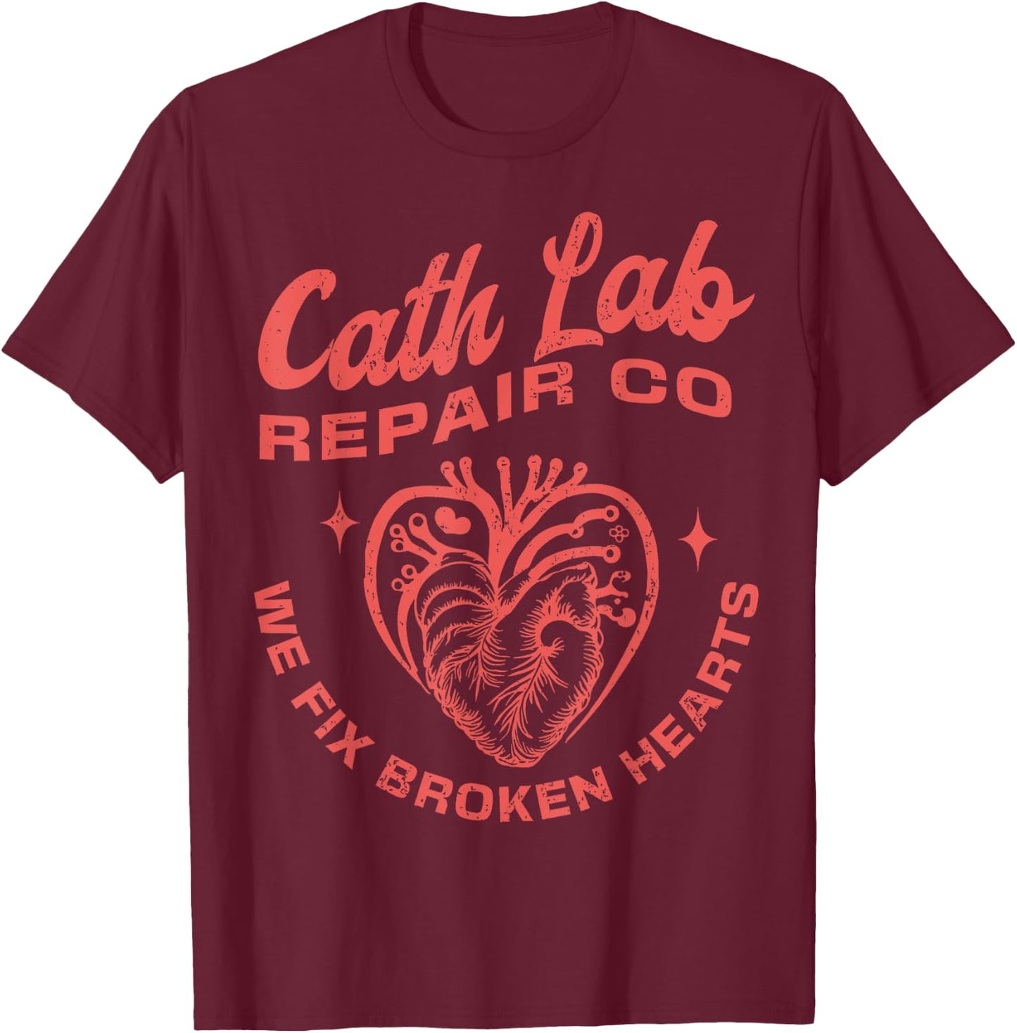 Cath Lab Repair Co Funny Valentine Day Cath Lab Nurse Outfit T-Shirt - T-Shirt | Maroon