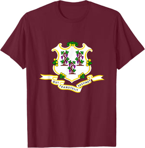 Connecticut State Flag T-Shirt - T-Shirt | Maroon