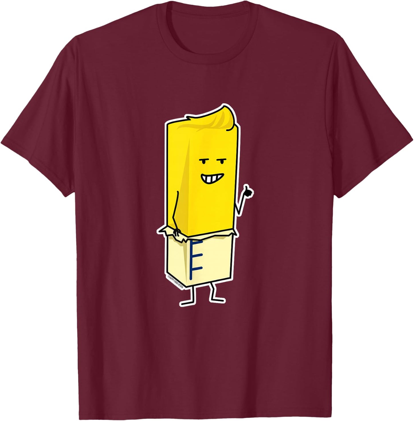 Buttered Buttery Stick of Butter Happy Thumbs Up T-Shirt - T-Shirt | Maroon