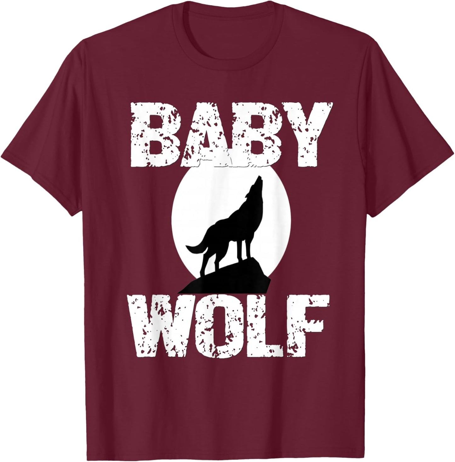 Baby Wolf Matching Family Tribe Wolves Moon Kid Girl Boy Cub T-Shirt - T-Shirt | Maroon