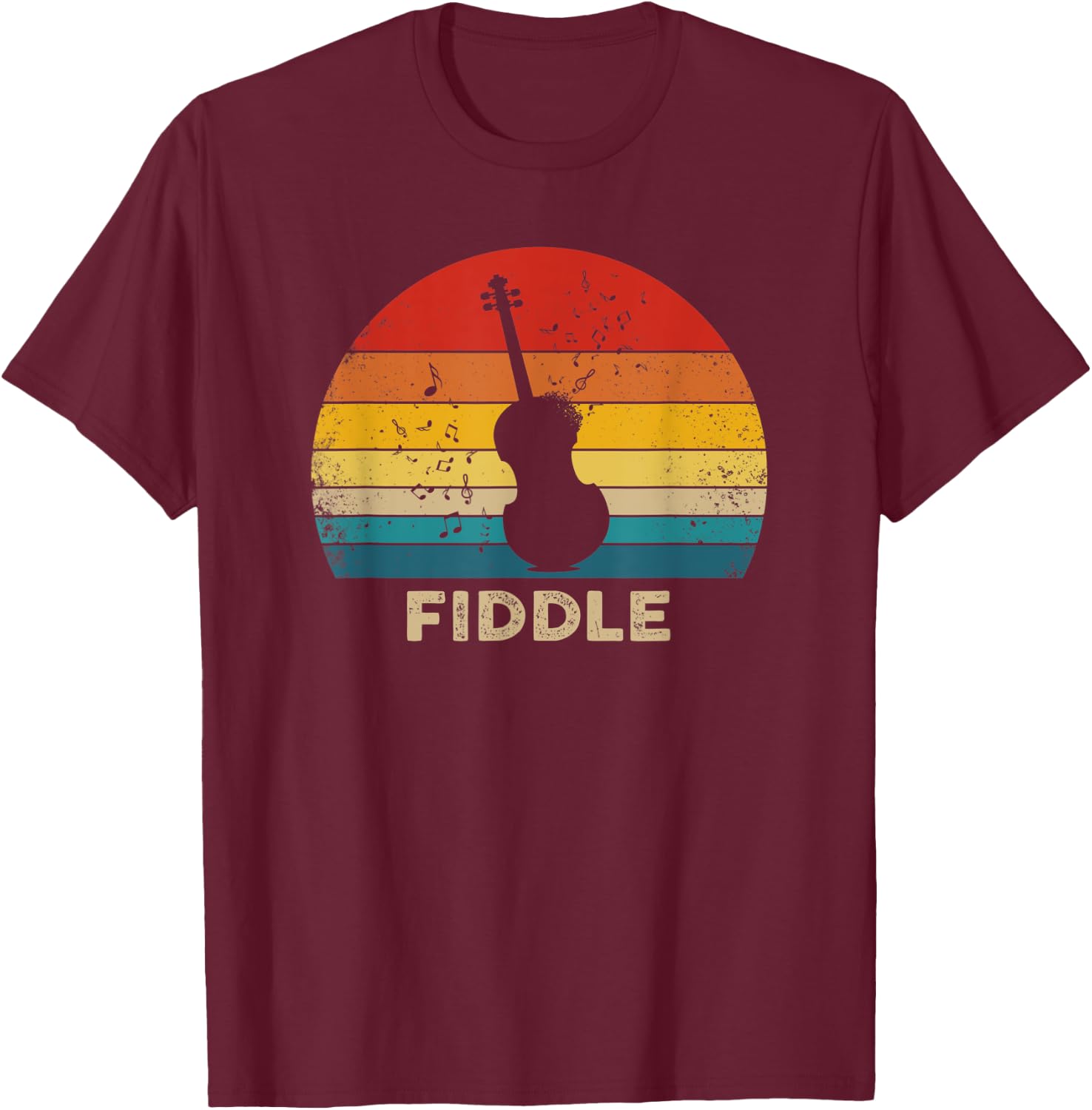 Vintage Fiddle Retro Sunset T-Shirt - T-Shirt | Maroon