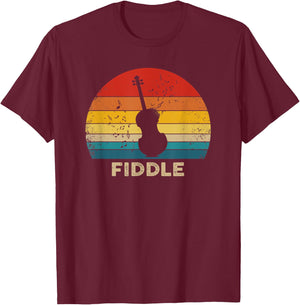 Vintage Fiddle Retro Sunset T-Shirt - T-Shirt | Maroon