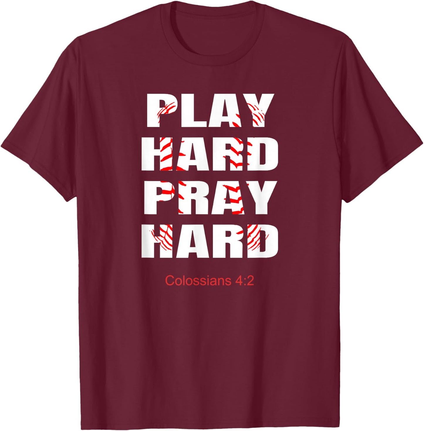 Baseball Player Christian Athletic Wear Bible Verses Athlete T-Shirt - T-Shirt | Maroon