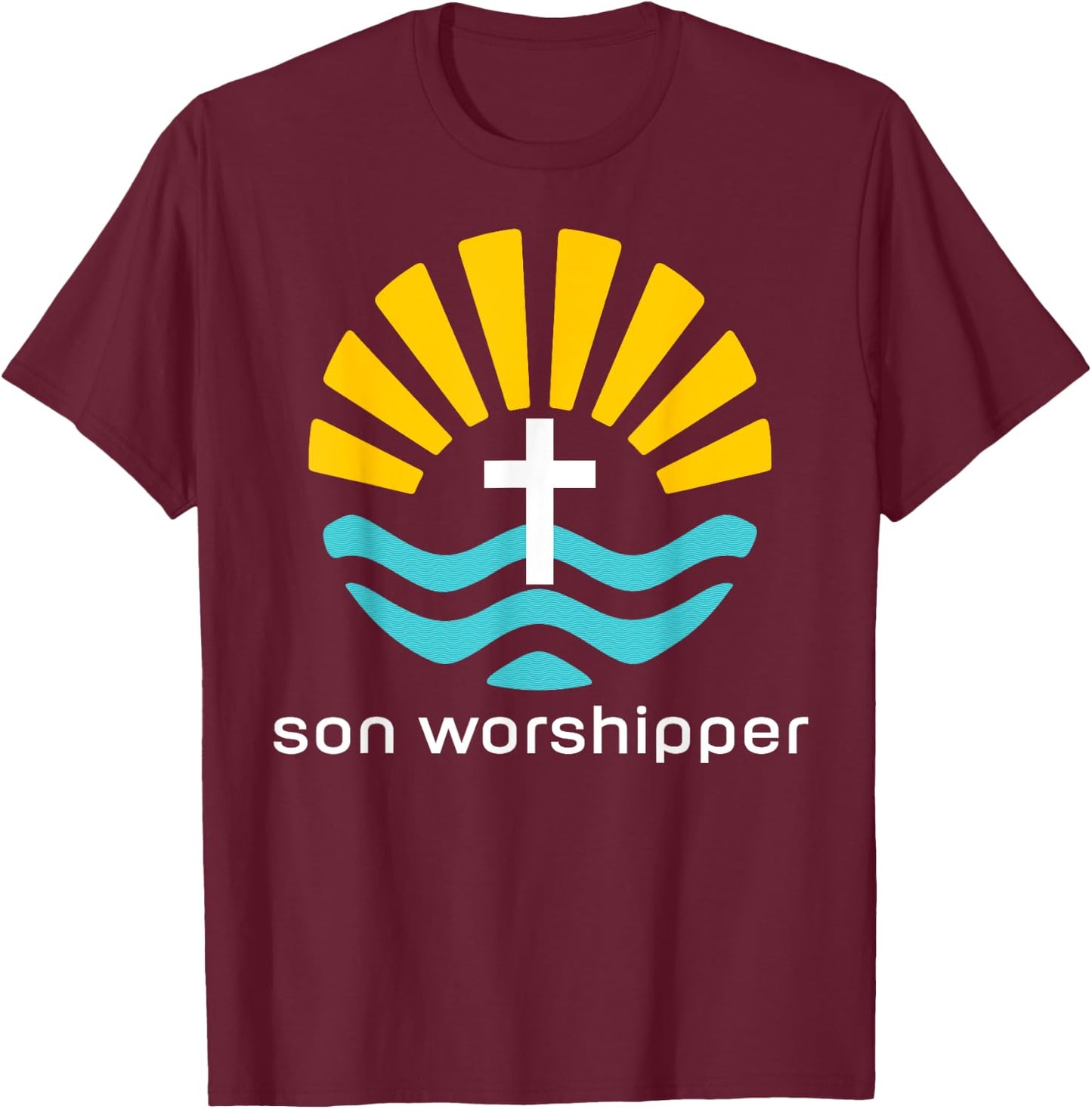 Son Worshipper Surfing Catholic Jesus Calling Beach Sun Fun Women Kids T-Shirt - T-Shirt | Maroon