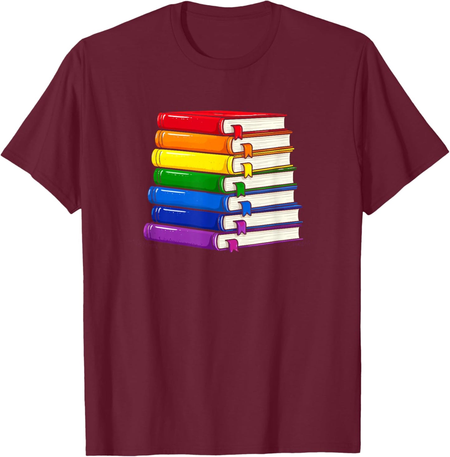 Gay Pride Month Read Books LGBT Rainbow Flag LGBTQ Librarian T-Shirt - T-Shirt | Maroon