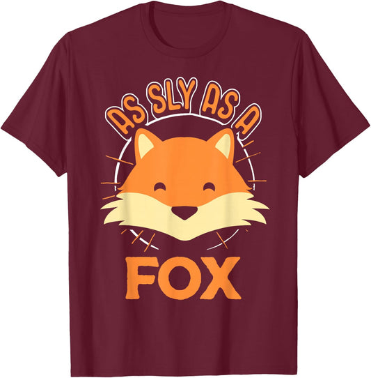 Cute Fox Shirt - As Sly as a Fox Idiom T-Shirt - T-Shirt | Maroon