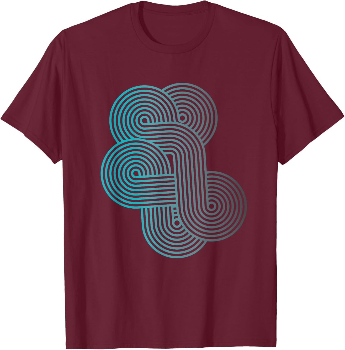 Modern Geometric Line Art Graphic Gradient T-Shirt - T-Shirt | Maroon