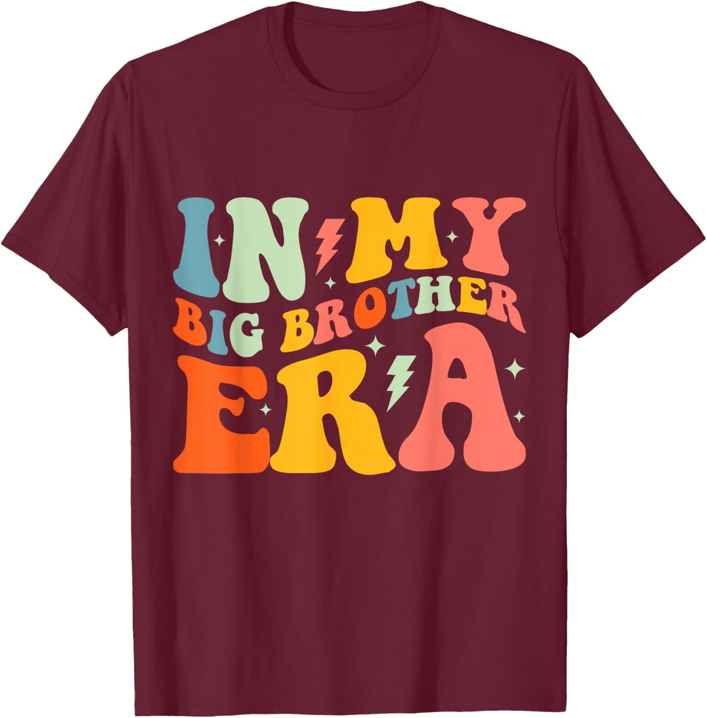 In My Big Brother Era Groovy Funny Big Bro Kids Boys Toddler T-Shirt - T-Shirt | Maroon