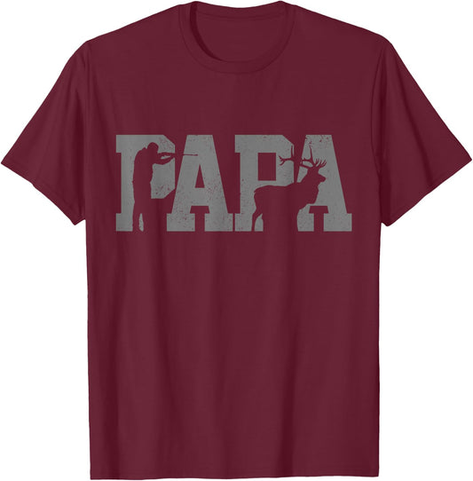 Hunter Dad Deer Father Father's Day Hunting Papa T-Shirt - T-Shirt | Maroon