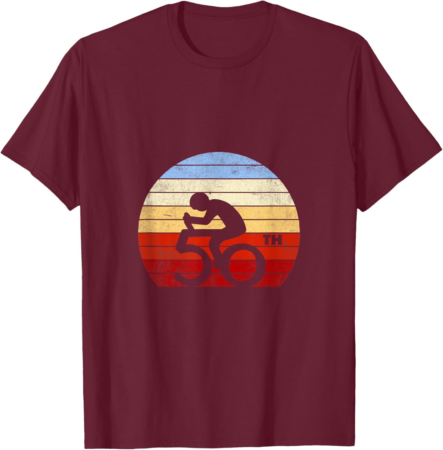 50th Birthday Mountain Bike Tour Cycling Lover Retro Vintage T-Shirt - T-Shirt | Maroon