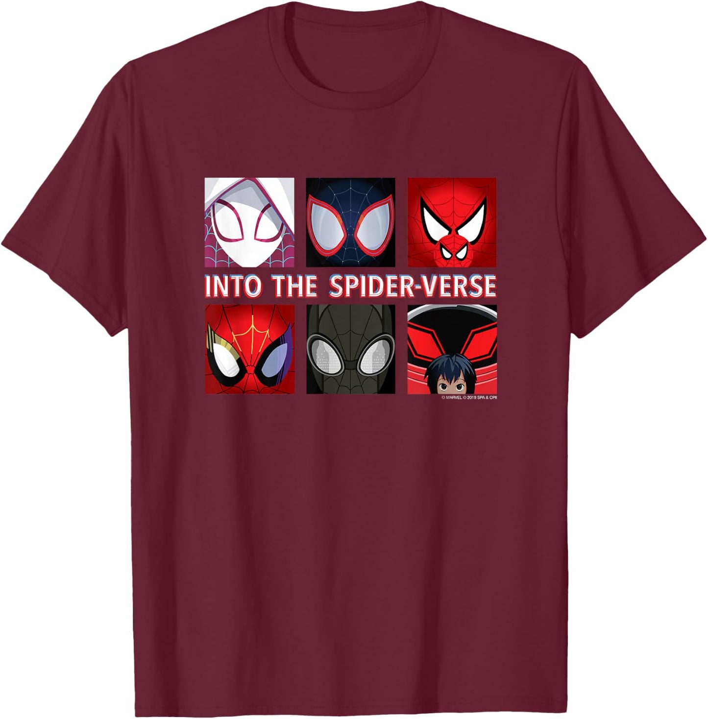 Marvel Spider-Man Into the Spider-Verse Spider-Heroes T-Shirt - T-Shirt | Maroon