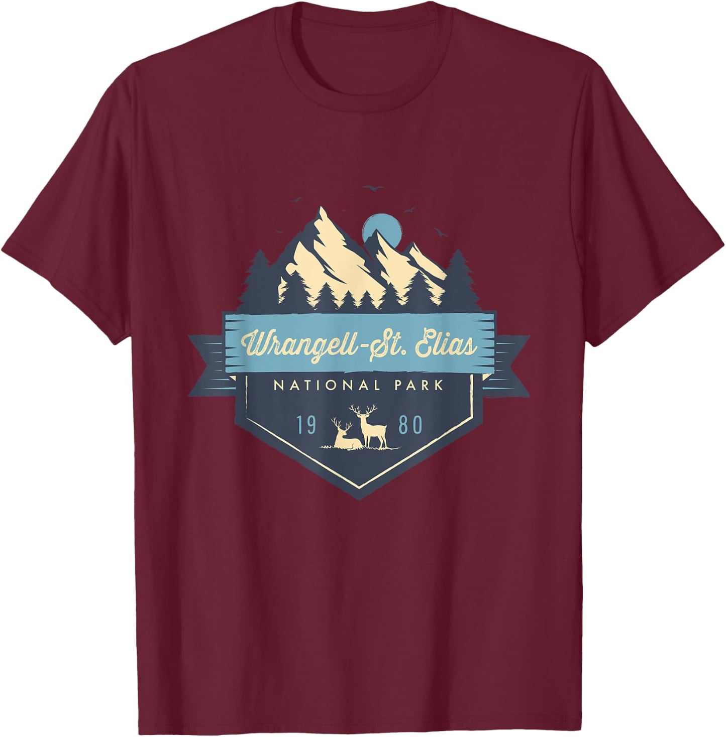 Wrangell St. Elias National Park Cool Vintage Mountain T-Shirt - T-Shirt | Maroon