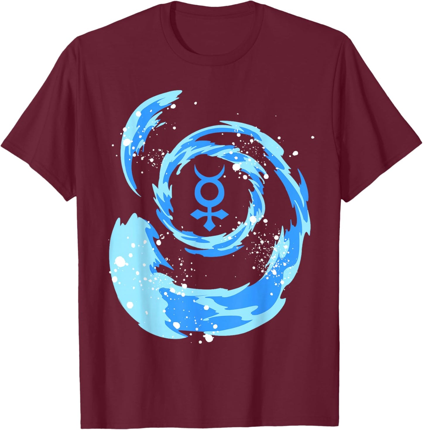 Sailor Anime Water Tsunami Mercury Star Symbol H2O Kawaii T-Shirt - T-Shirt | Maroon
