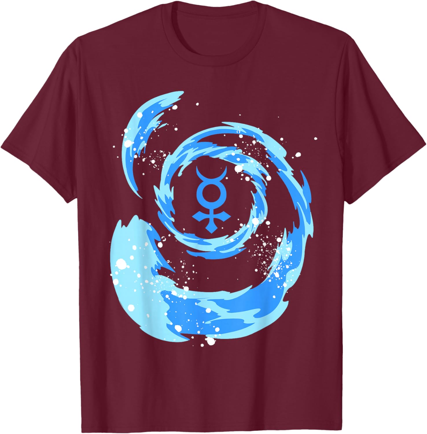Sailor Anime Water Tsunami Mercury Star Symbol H2O Kawaii T-Shirt - T-Shirt | Maroon
