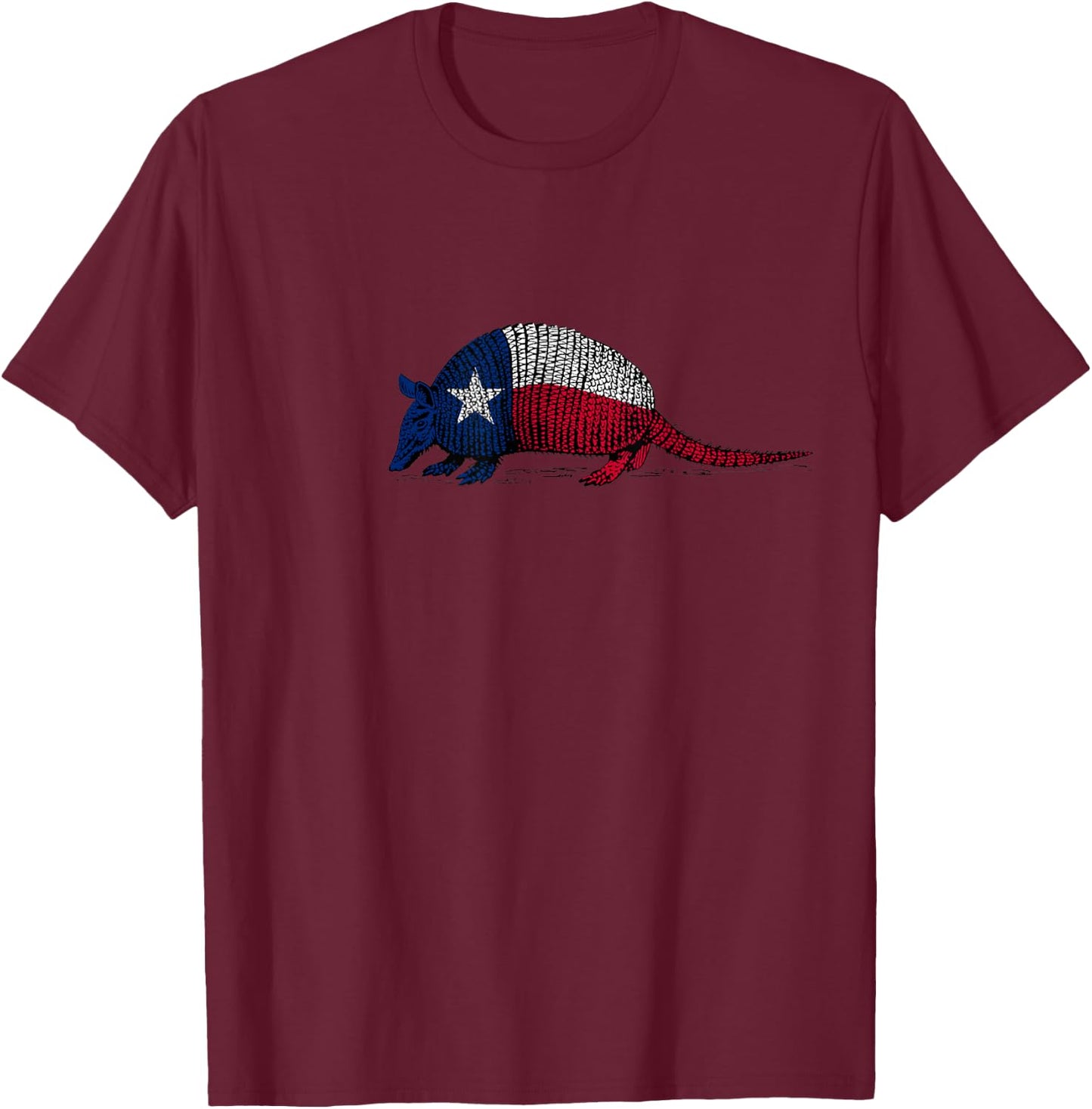 Armadillo Texas Flag T-Shirt - T-Shirt | Maroon
