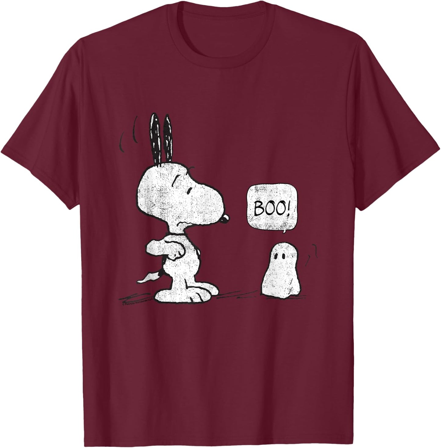 Peanuts Halloween Ghost Fright Snoopy T-Shirt - T-Shirt | Maroon