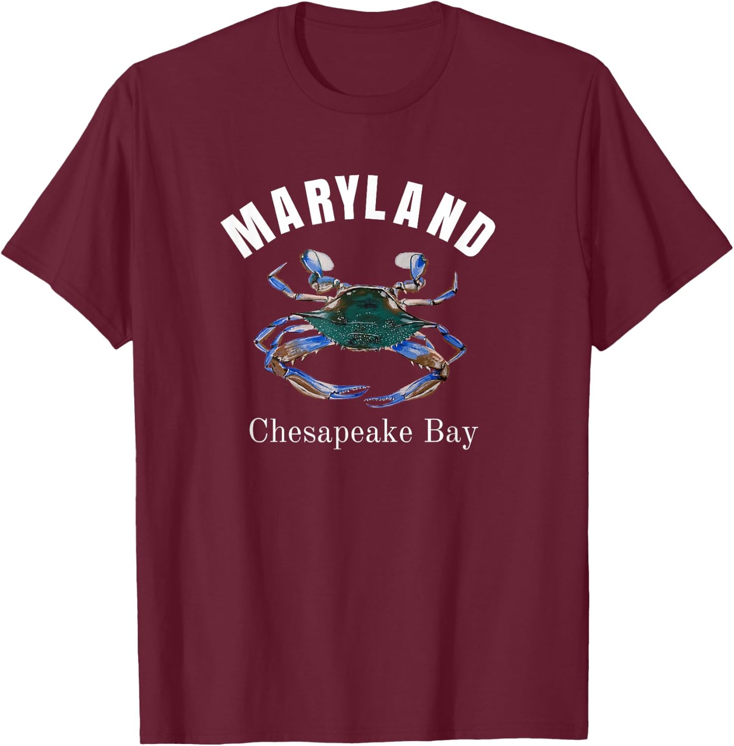 Maryland Chesapeake Bay Painted Blue Crab T-Shirt - T-Shirt | Maroon