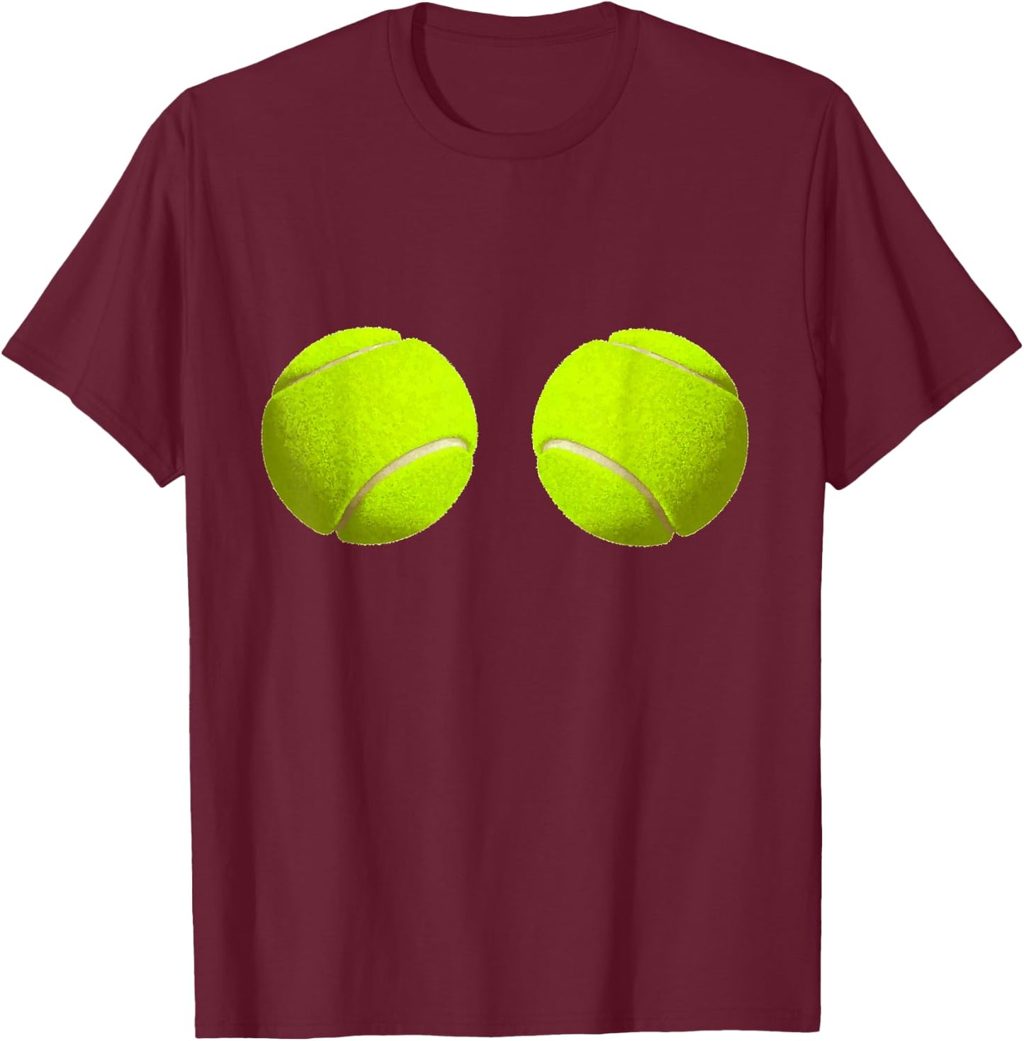 Tennis Ball Boobs Funny Sport Lovers Hilarious T-Shirt - T-Shirt | Maroon
