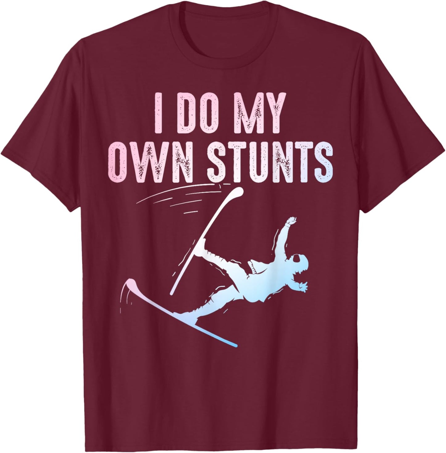 Unique Skiing Art Women Kids Skier Mountain Skiing T-Shirt - T-Shirt | Maroon