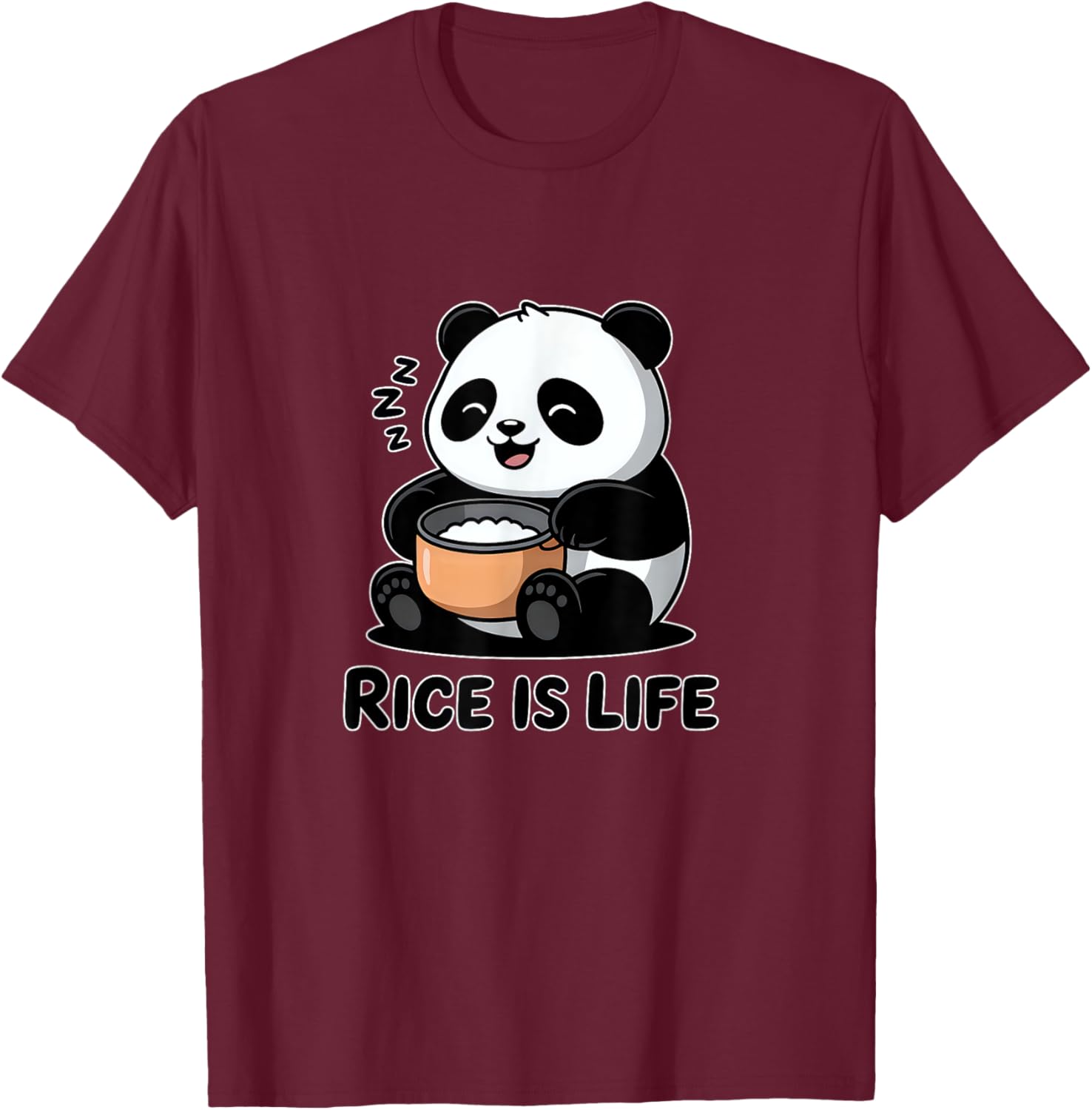 Panda Bear Rice Cooker Rice Is Life T-Shirt - T-Shirt | Maroon