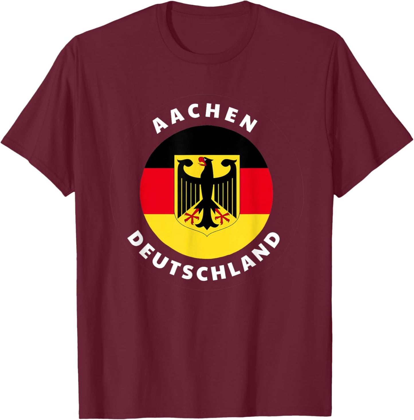 Aachen Germany DE German Heritage & Pride Flag Badge T-Shirt - T-Shirt | Maroon