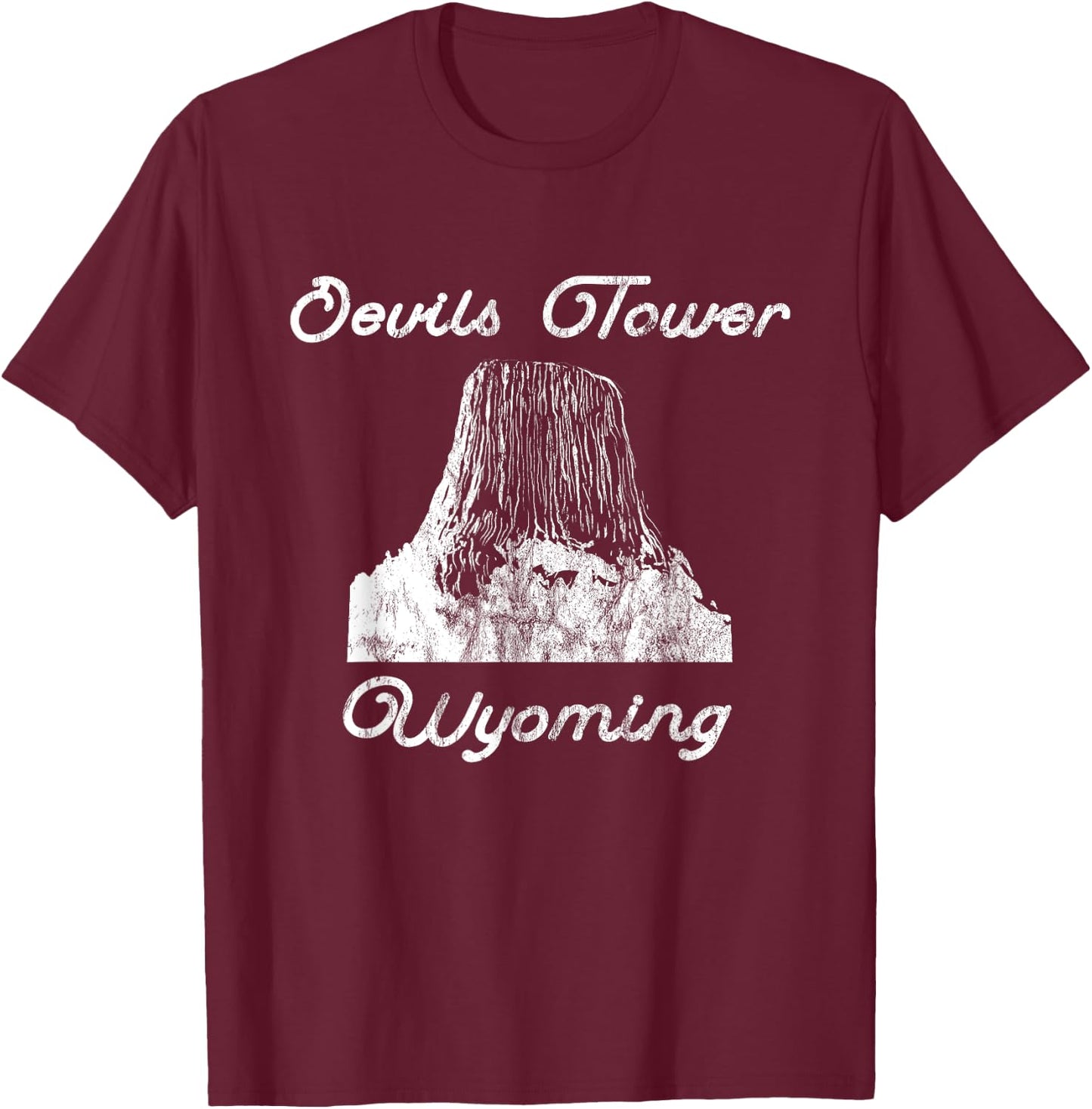 Devils Tower Wyoming National Monument Retro Vintage T-Shirt - T-Shirt | Maroon