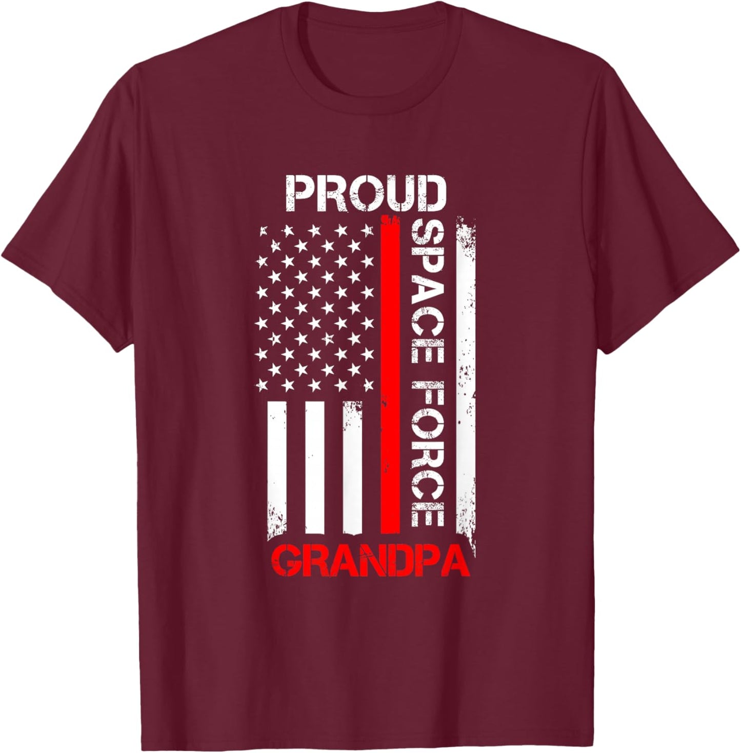 Proud Space Force Grandpa T-Shirt - T-Shirt | Maroon