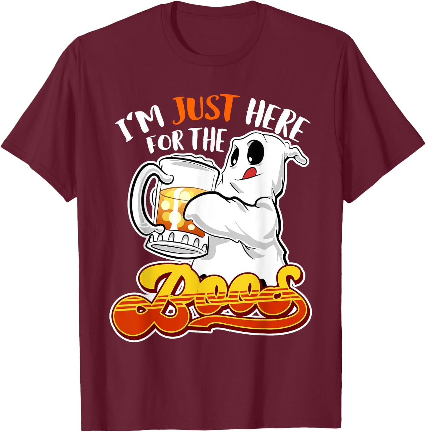 I'm Just Here for the Boos Funny Halloween Ghost T-Shirt - T-Shirt | Maroon