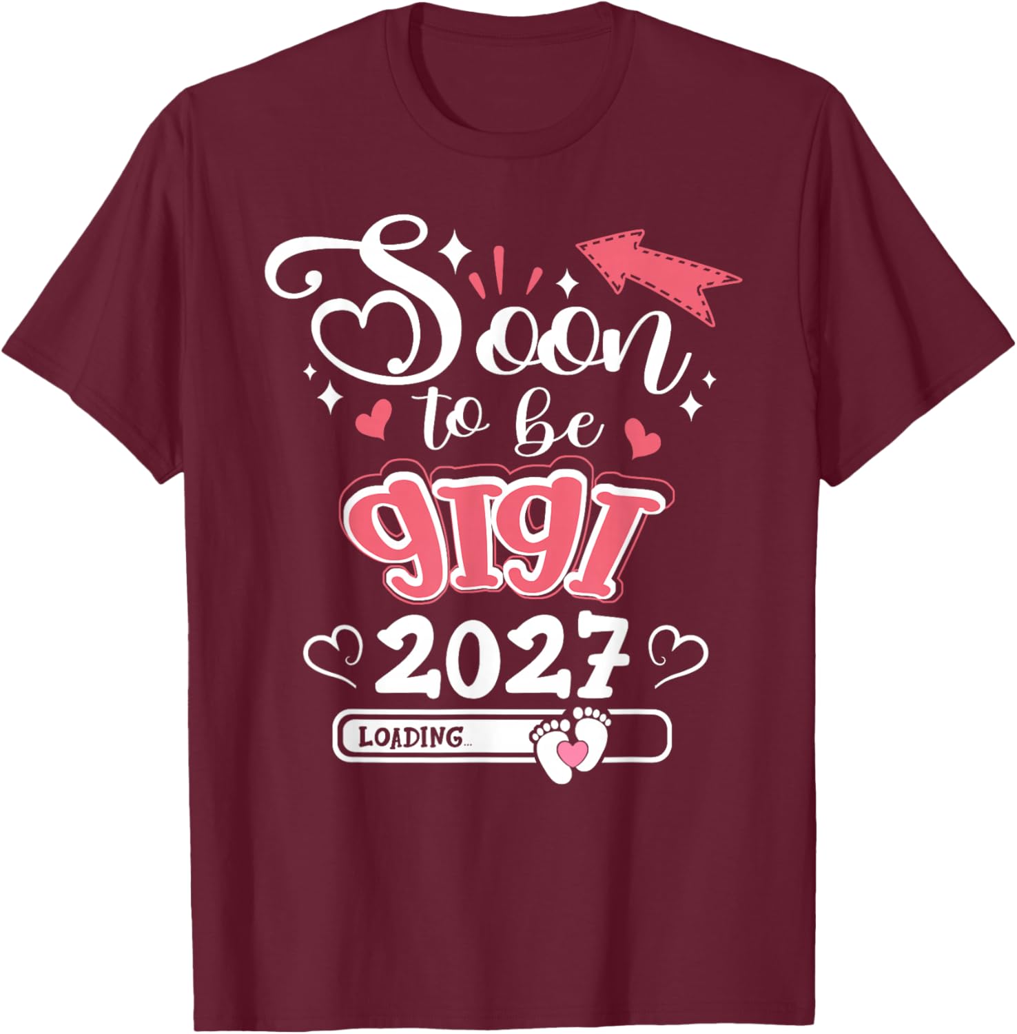 Promoted to Mom est. 2027 Soon to be Gigi T-Shirt - T-Shirt | Maroon