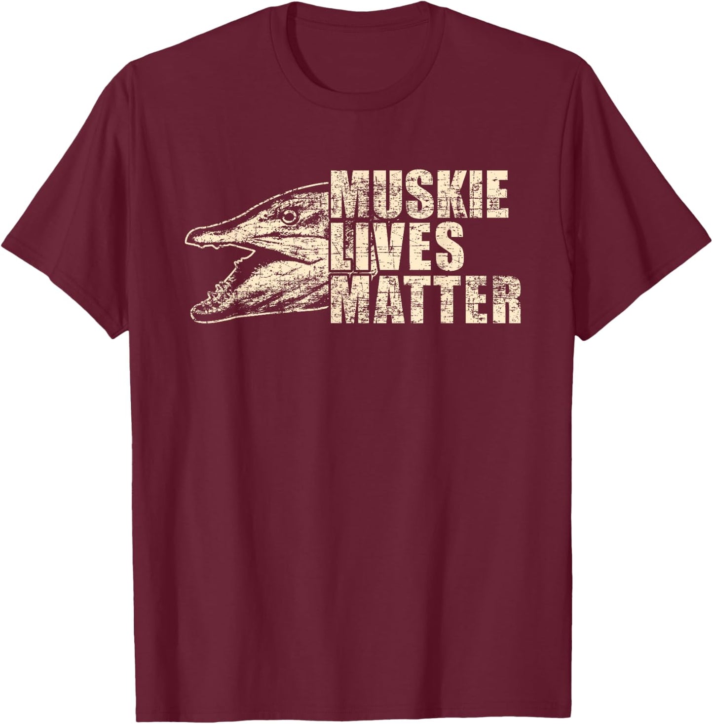MUSKIE LIVES MATTER | Funny Muskie Fish Lovers Gift Shirt T-Shirt - T-Shirt | Maroon