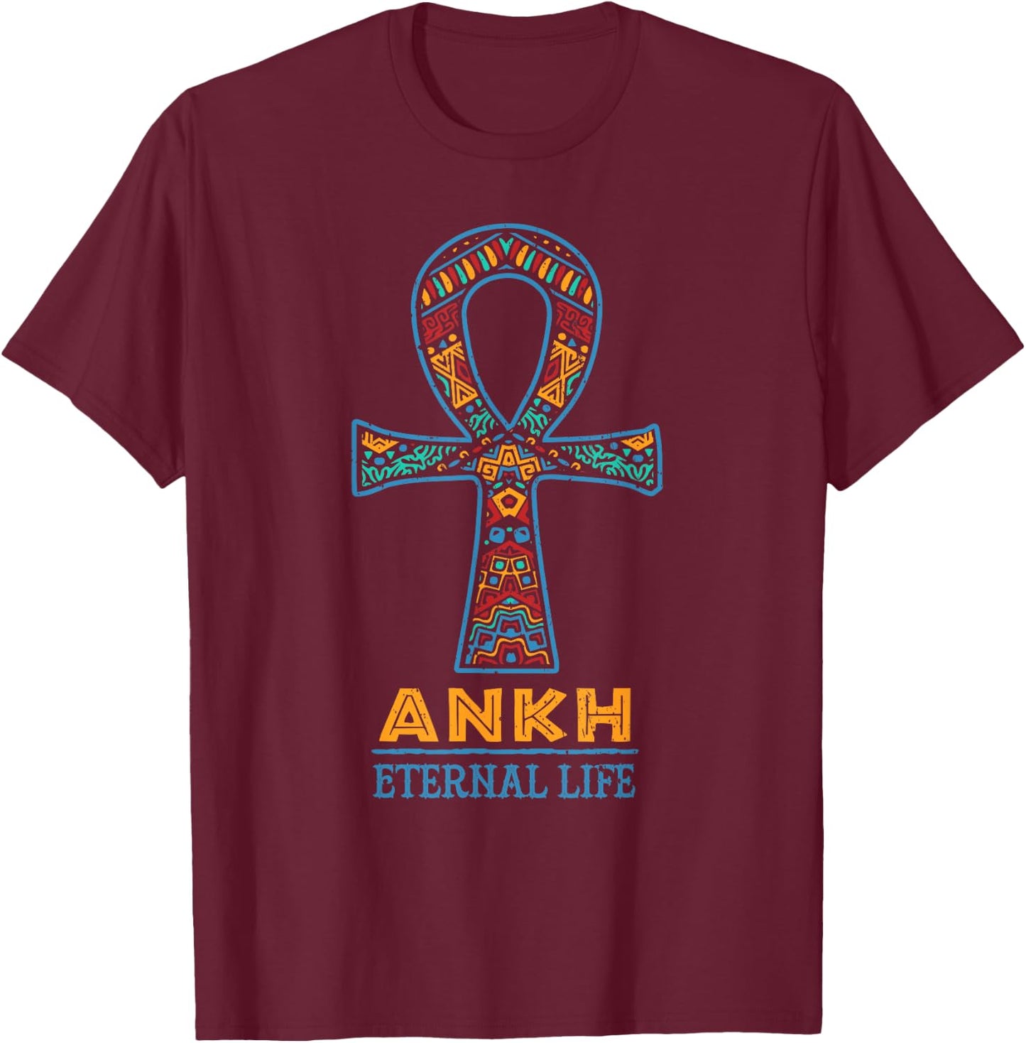 Black History African American Ankh Cross Juneteenth T-Shirt - T-Shirt | Maroon