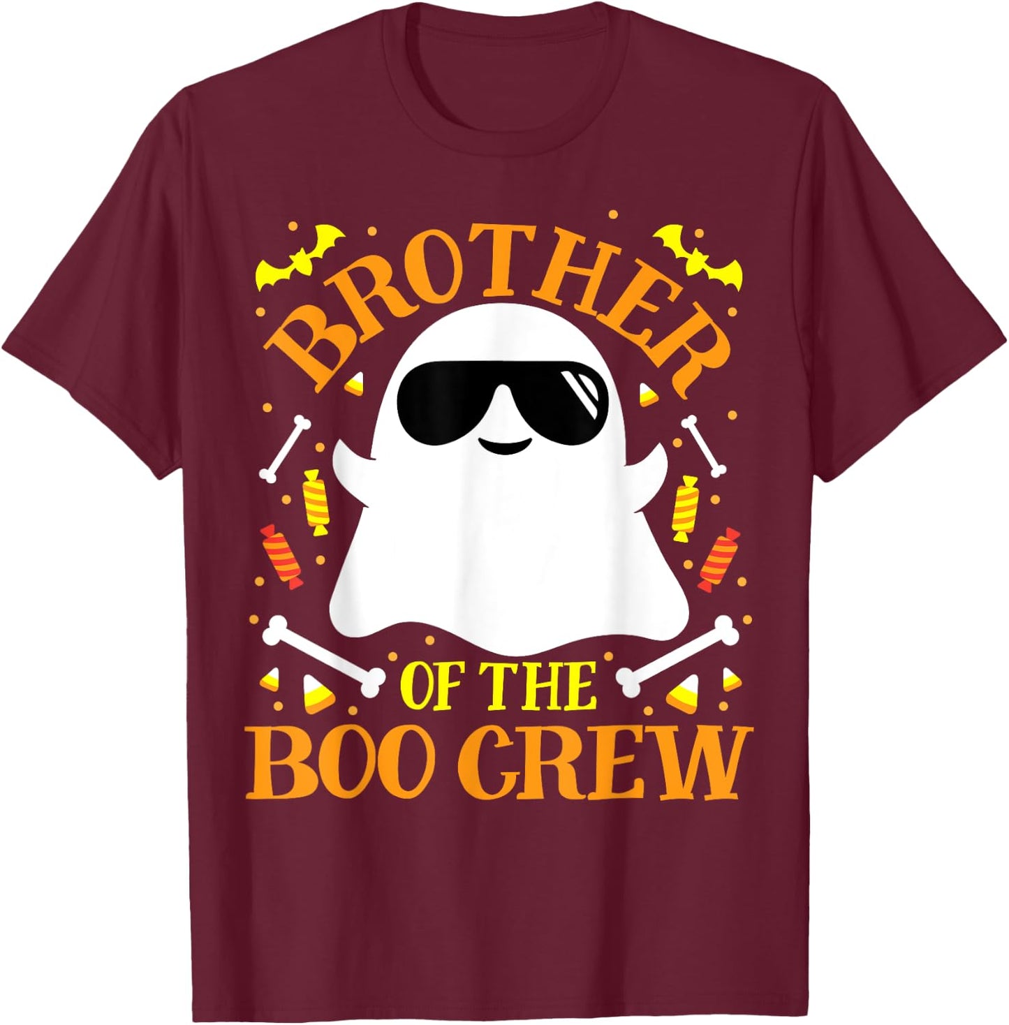 Brother Boo Crew Ghost Matching Family Set Boys Halloween T-Shirt - T-Shirt | Maroon