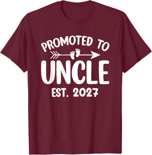 Promoted to Uncle 2027 Baby Announcement Soon to Be Uncle T-Shirt - T-Shirt | Maroon