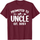 Promoted to Uncle 2027 Baby Announcement Soon to Be Uncle T-Shirt - T-Shirt | Maroon