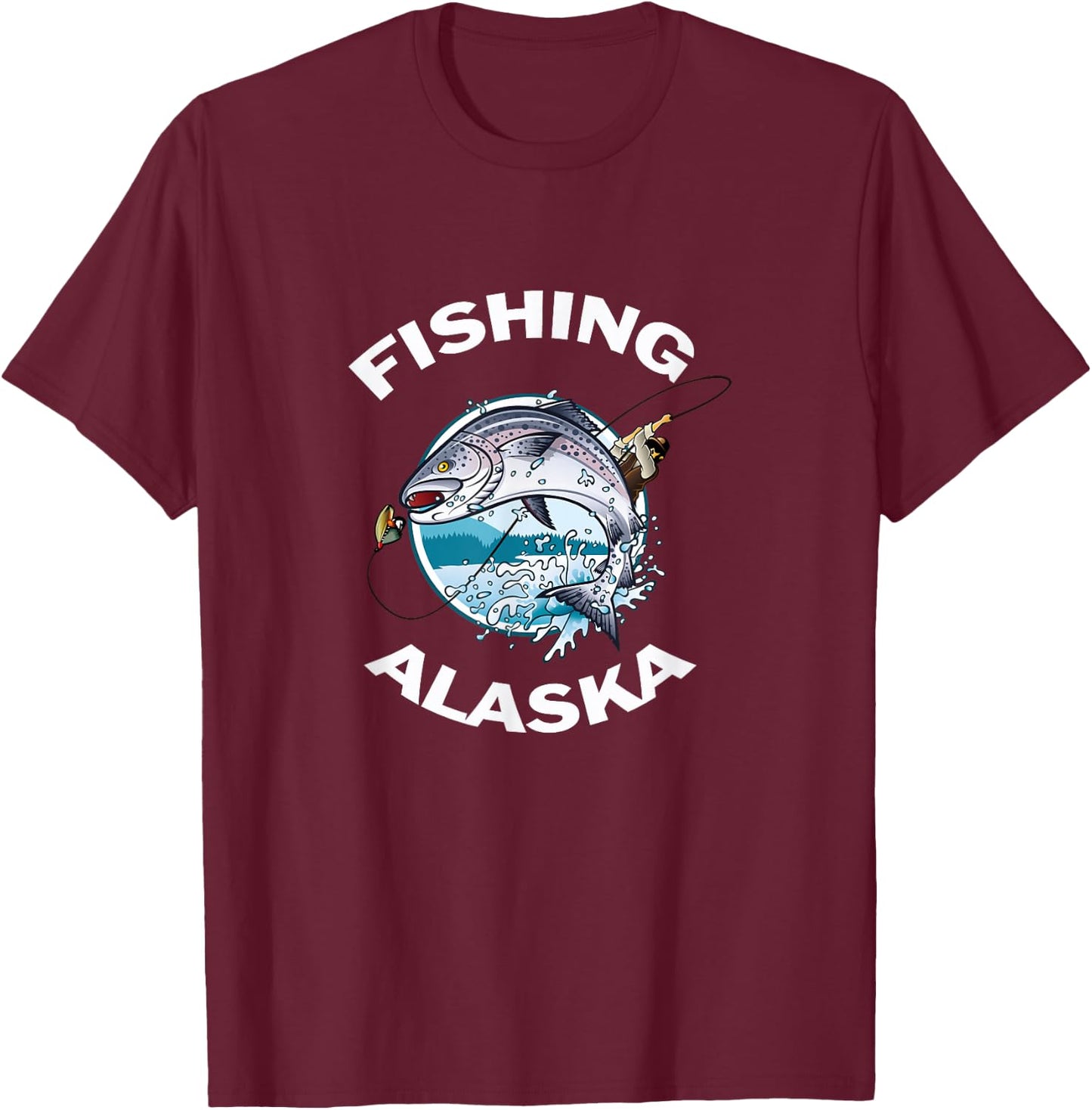 Alaskan Fish Alaska's Wild Salmon Souvenir Fishing Alaska T-Shirt - T-Shirt | Maroon