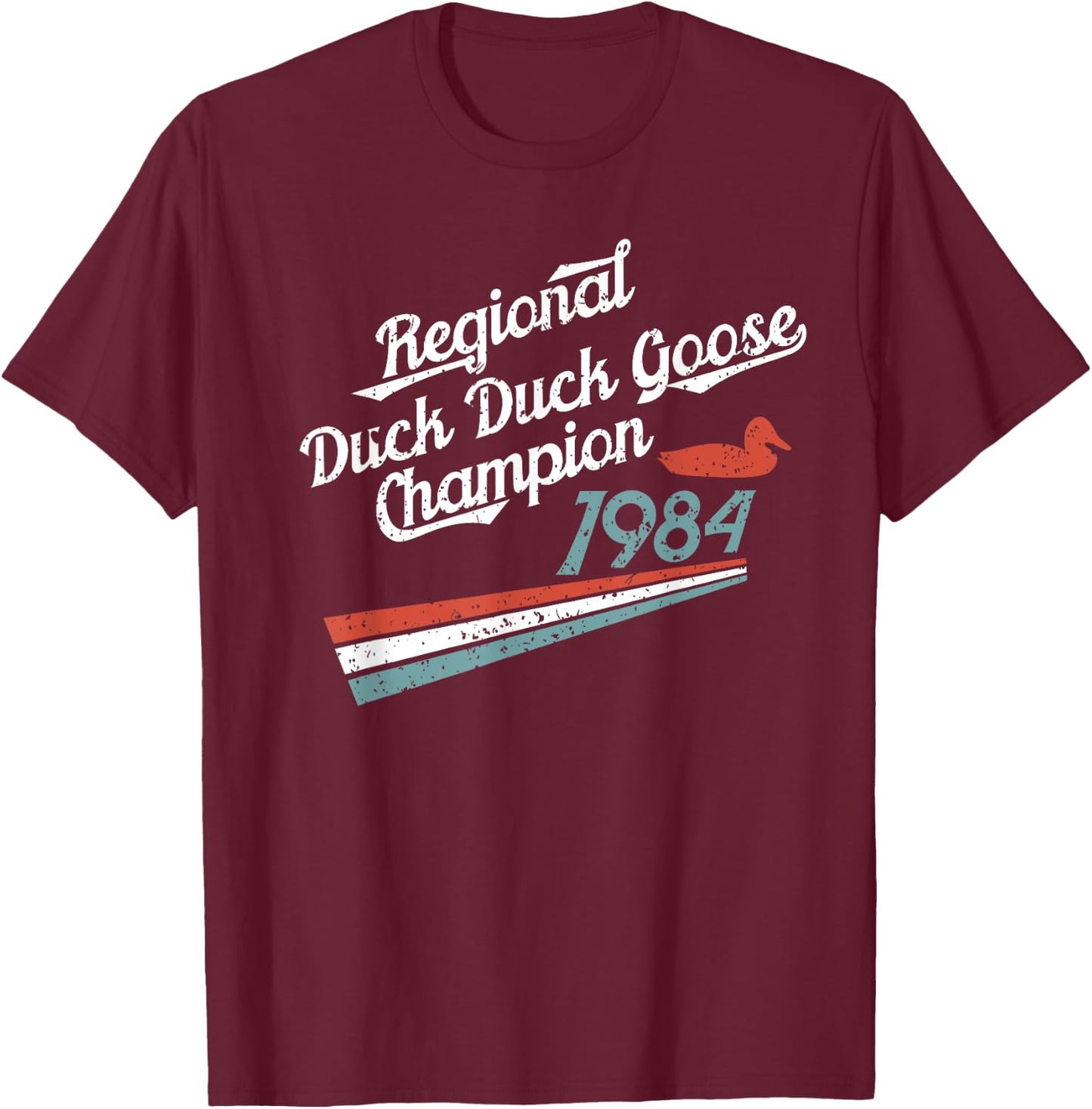 Nostalgia 80s Gift Duck Goose Distressed T-Shirt - T-Shirt | Maroon