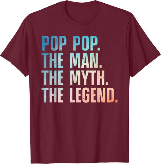 Pop Pop Art For Grandpa Grandfather From Grandkids Pop Pop T-Shirt - T-Shirt | Maroon