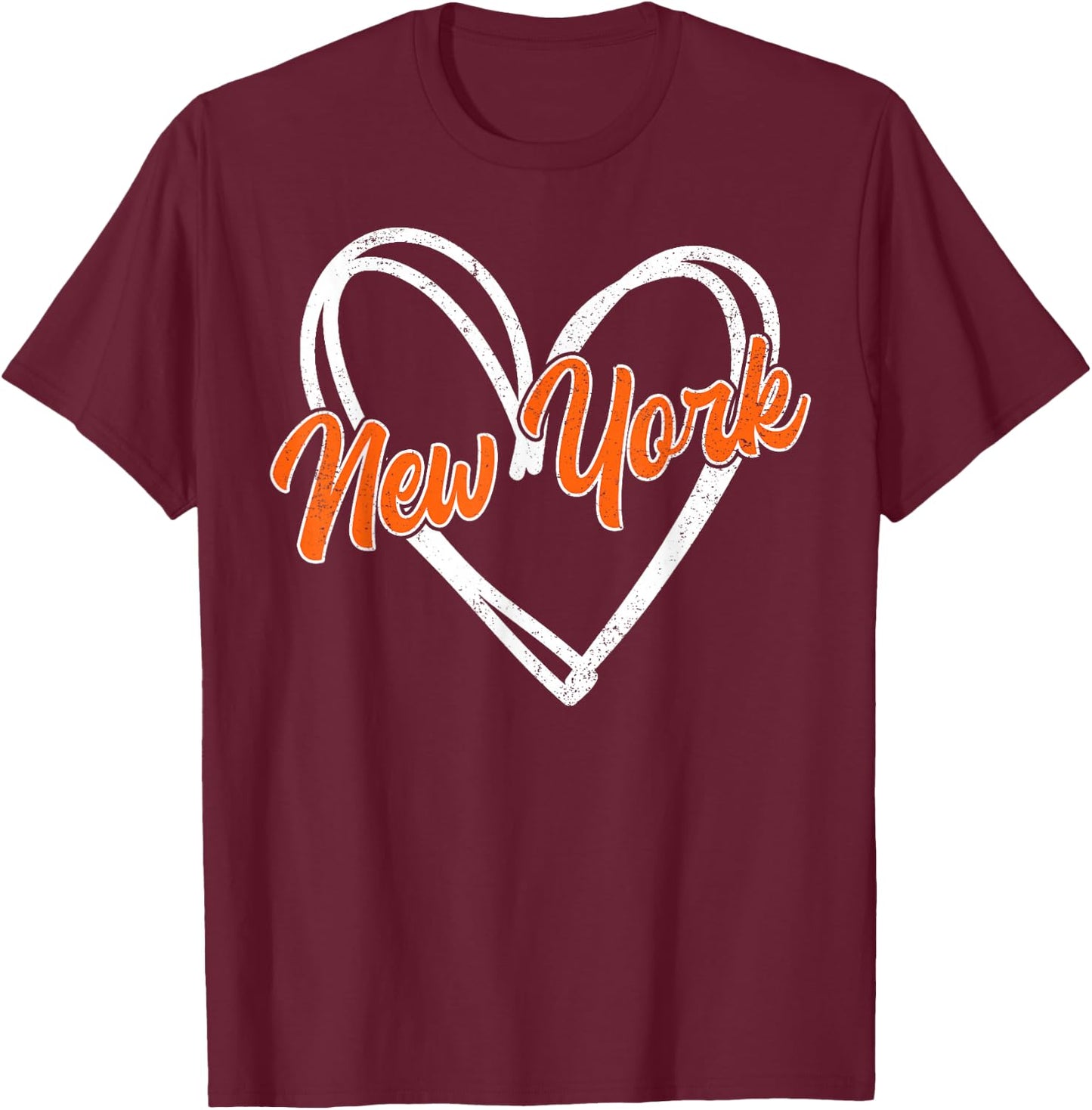 New York - Throwback Design Print - Classic Heart Vintage T-Shirt - T-Shirt | Maroon
