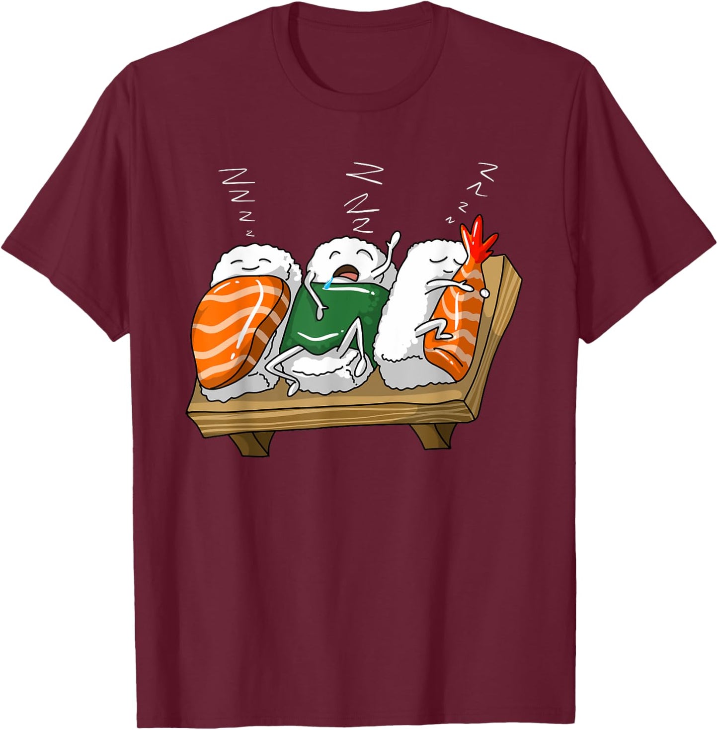 Funny Sleeping Sushi Roll Lover Pajama Party Cool Girl Gift T-Shirt - T-Shirt | Maroon