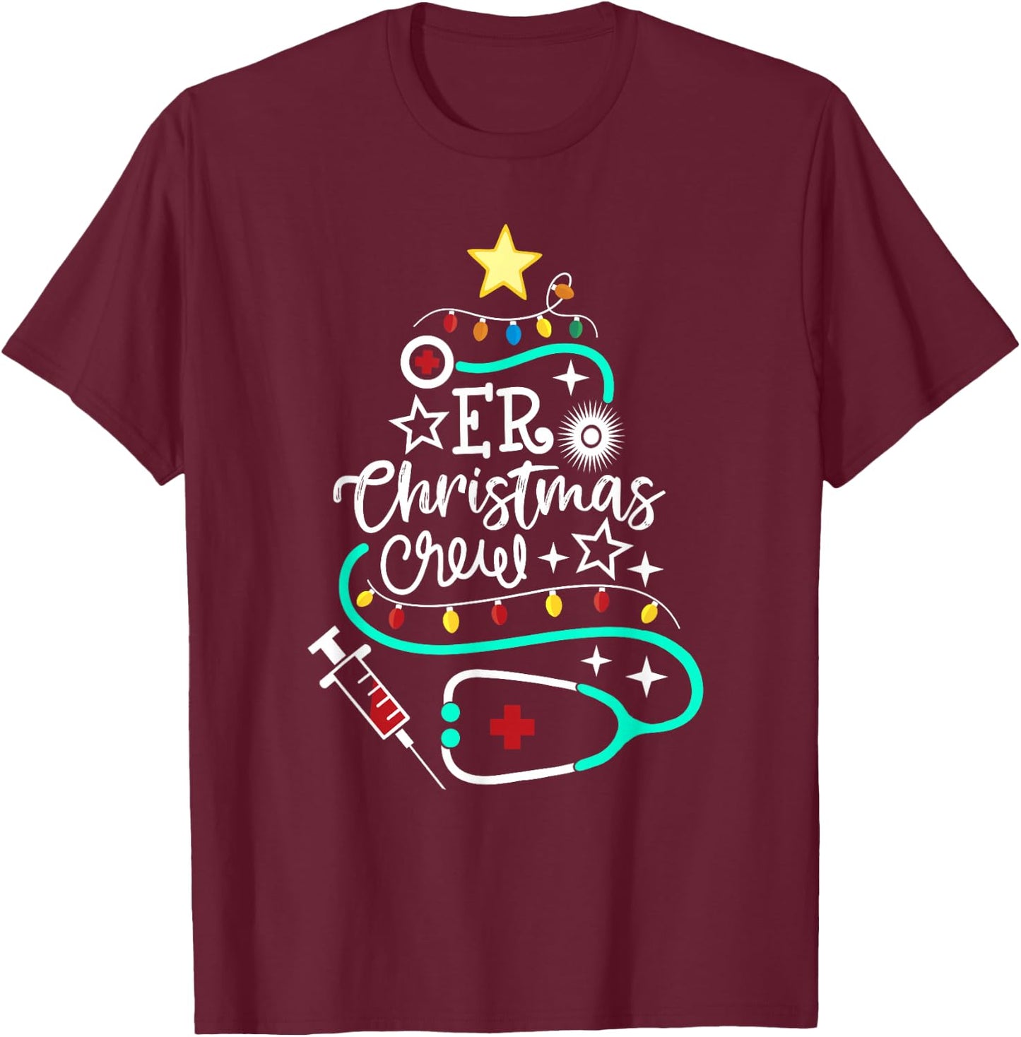 Emergency Medical Department - JoinHealthcareDec ER Christmas Crew T-Shirt - T-Shirt | Maroon