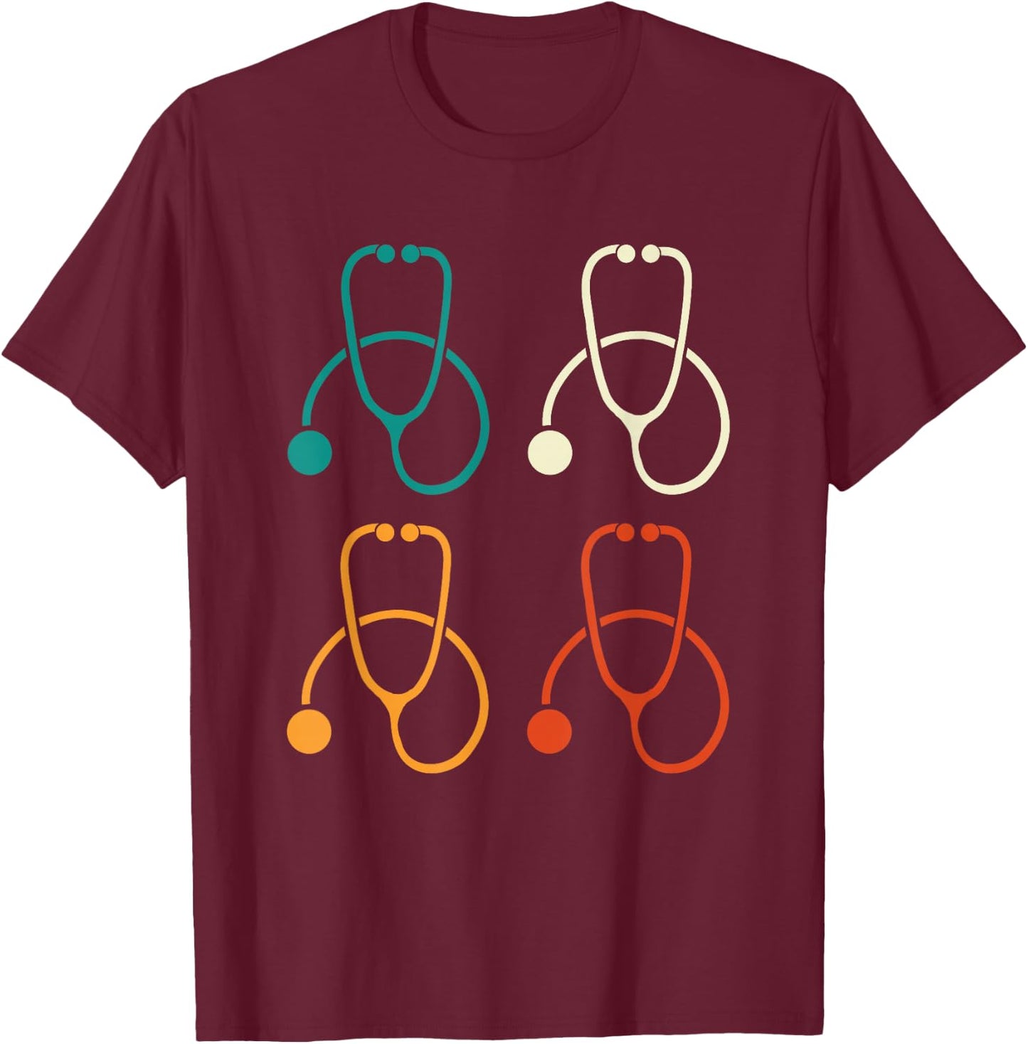 Retro Vintage Stethoscope Cool Medical Doctor T-Shirt - T-Shirt | Maroon