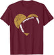 Football Heart Cutout Gold White Team Game Gift T-Shirt - T-Shirt | Maroon