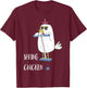 Spring Chicken Chicken On Pogo Stick Funny Chicken T-Shirt - T-Shirt | Maroon