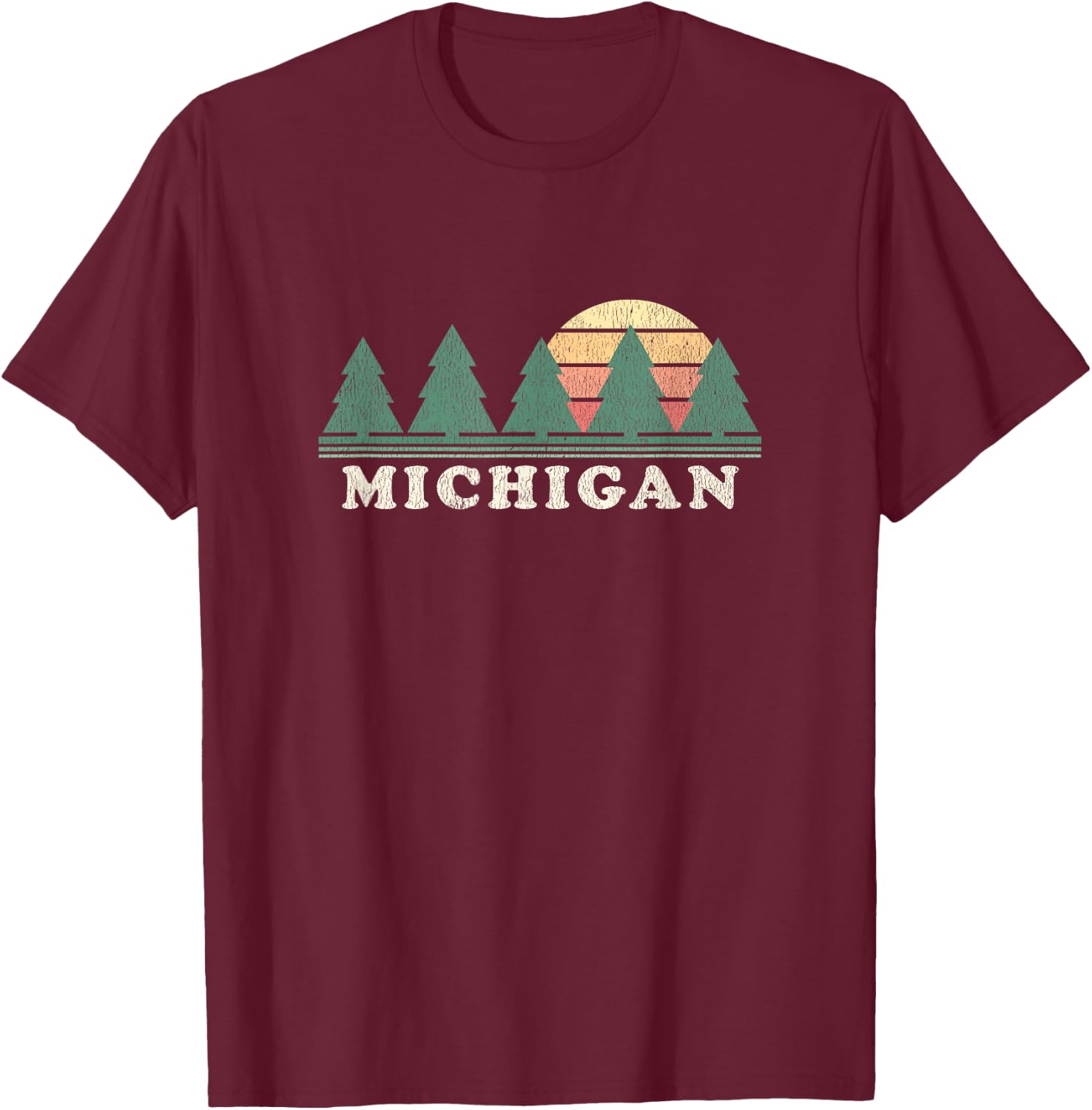 Michigan MI Vintage Retro 70s Design T-Shirt - T-Shirt | Maroon