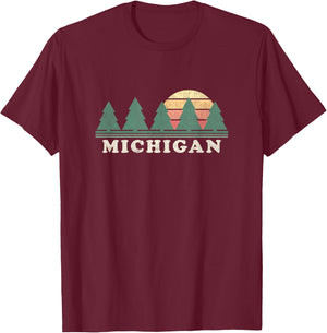 Michigan MI Vintage Retro 70s Design T-Shirt - T-Shirt | Maroon