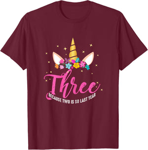 3 Years Old Birthday Girl Gifts Unicorn 3rd Birthday T-Shirt - T-Shirt | Maroon