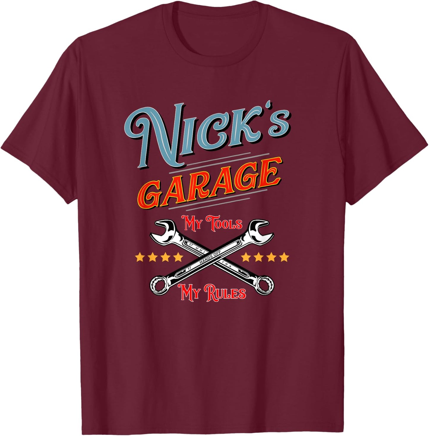 Nick's Garage funny design T-Shirt - T-Shirt | Maroon
