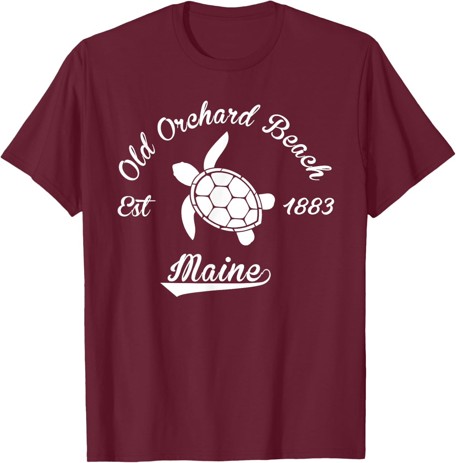 Nautical Old Orchard Beach Maine Sea Turtle T-Shirt - T-Shirt | Maroon
