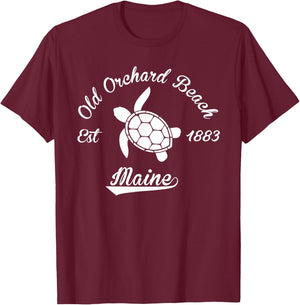 Nautical Old Orchard Beach Maine Sea Turtle T-Shirt - T-Shirt | Maroon