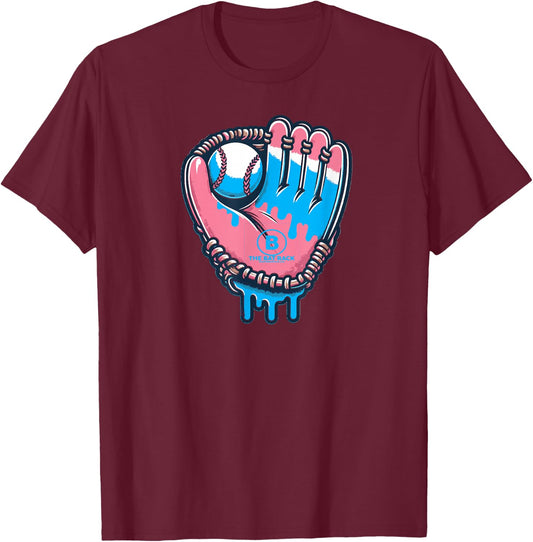 Baseball Glove Cotton Candy Drip T-Shirt - T-Shirt | Maroon
